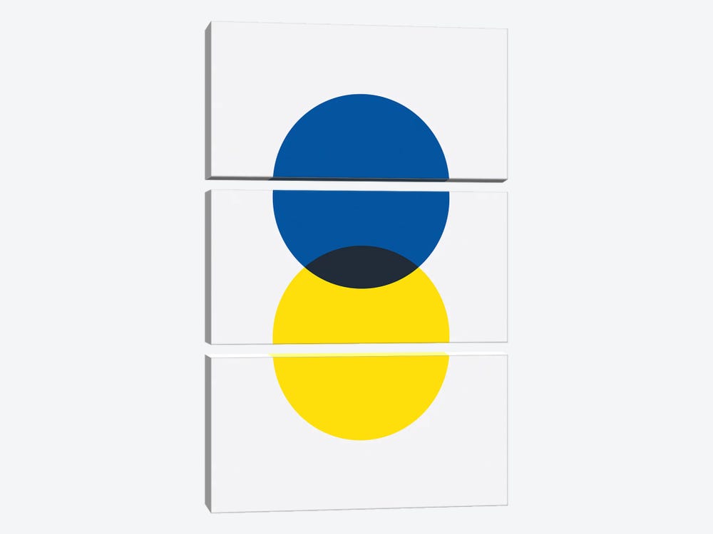 Double Circle Blue And Yellow by avesix 3-piece Canvas Artwork