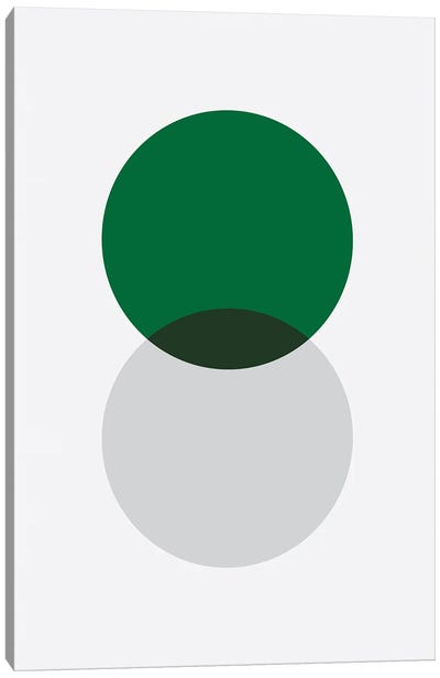 Double Circle Green And Grey Canvas Art Print - avesix