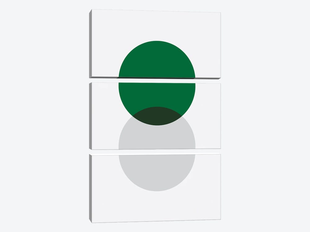 Double Circle Green And Grey by avesix 3-piece Art Print
