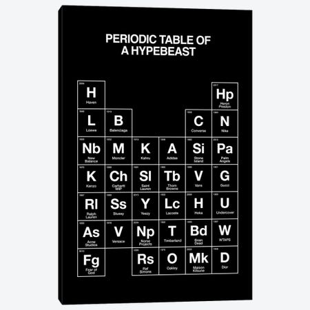 Hypebeast Periodic Table (Black) Canvas Print #ASX559} by avesix Canvas Artwork