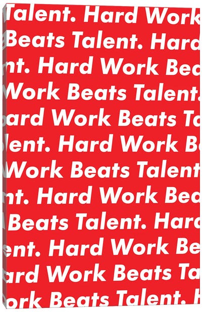 Hardwork Beats Talent (Red Edition) Canvas Art Print