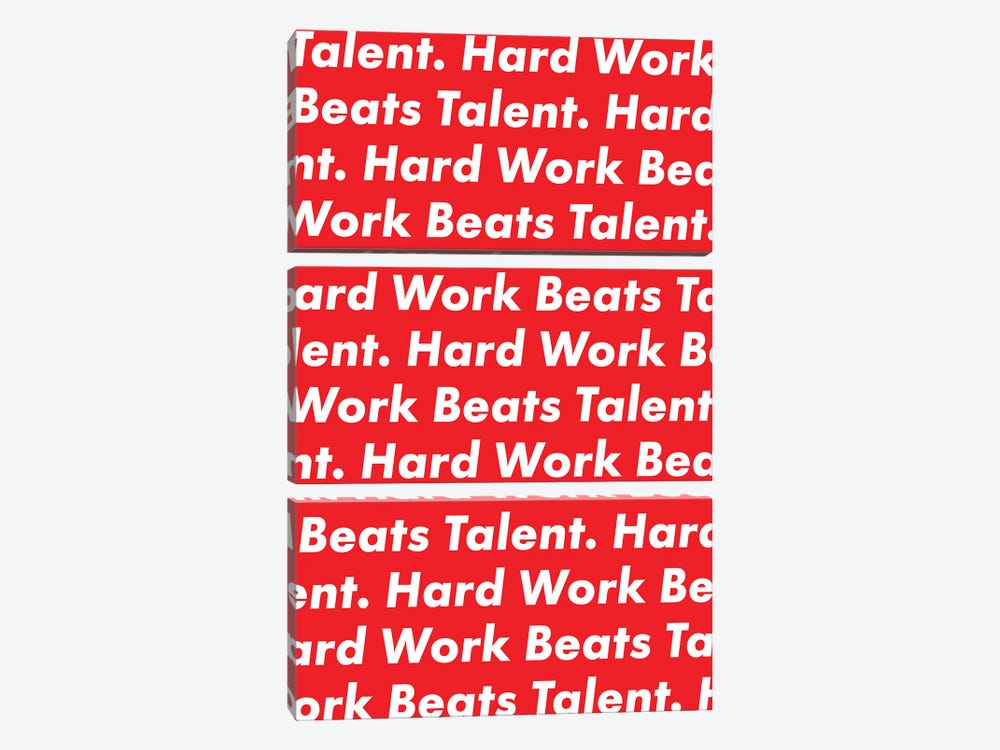 Hardwork Beats Talent (Red Edition) by avesix 3-piece Canvas Artwork