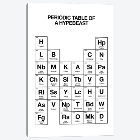 Hypebeast Periodic Table (White) Canvas Print #ASX560} by avesix Canvas Art Print