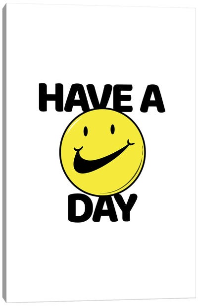 Have A Nice Day Canvas Art Print - Black, White & Yellow Art