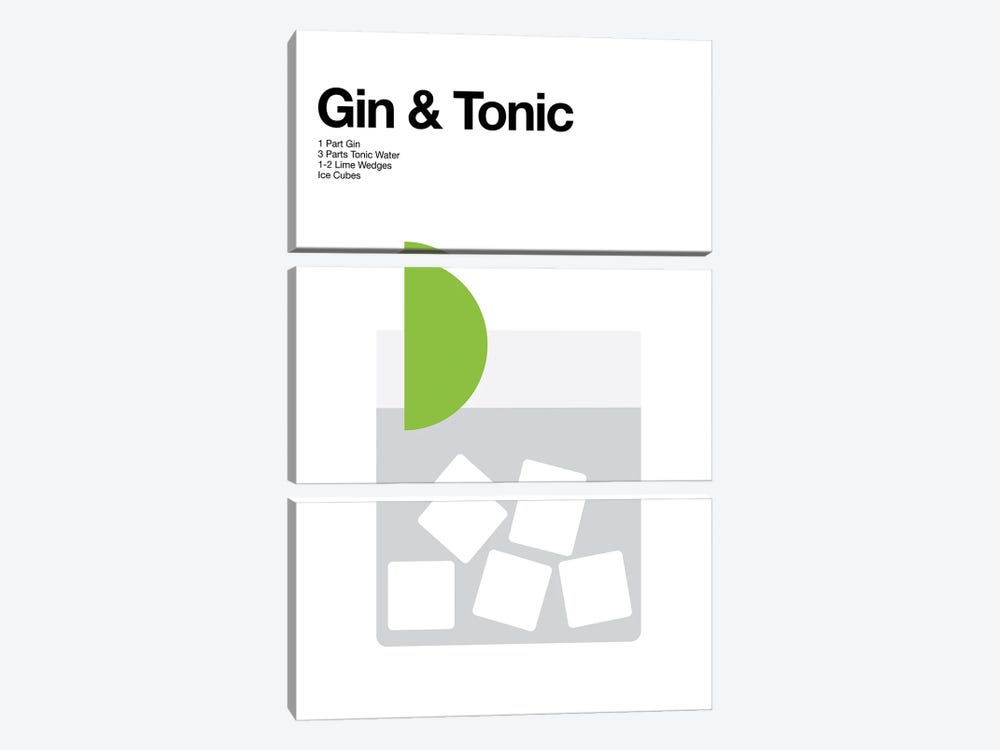 Gin And Tonic Cocktail by avesix 3-piece Canvas Wall Art