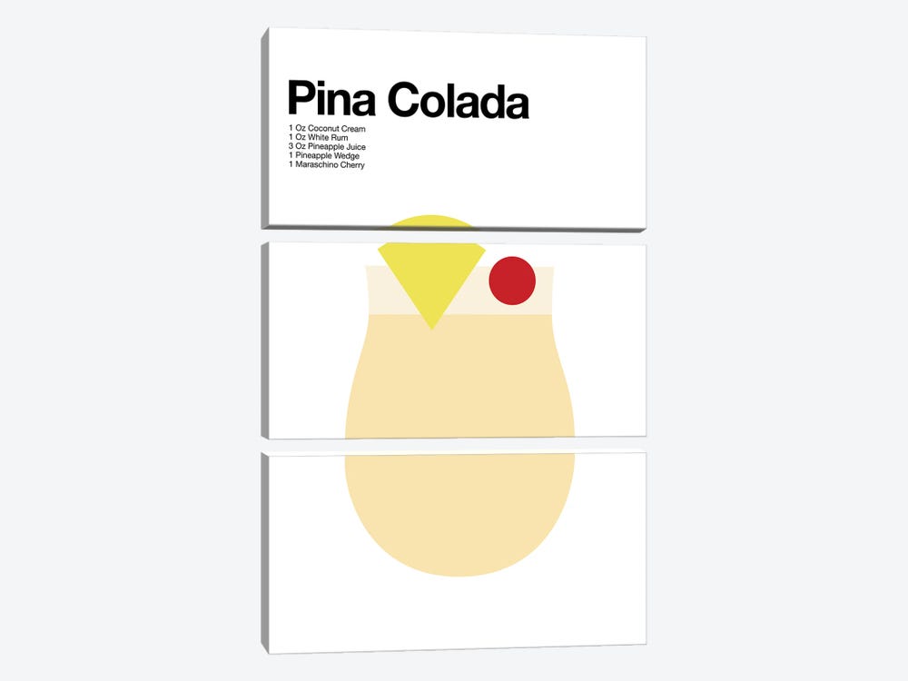 Pina Colada Cocktail by avesix 3-piece Canvas Print