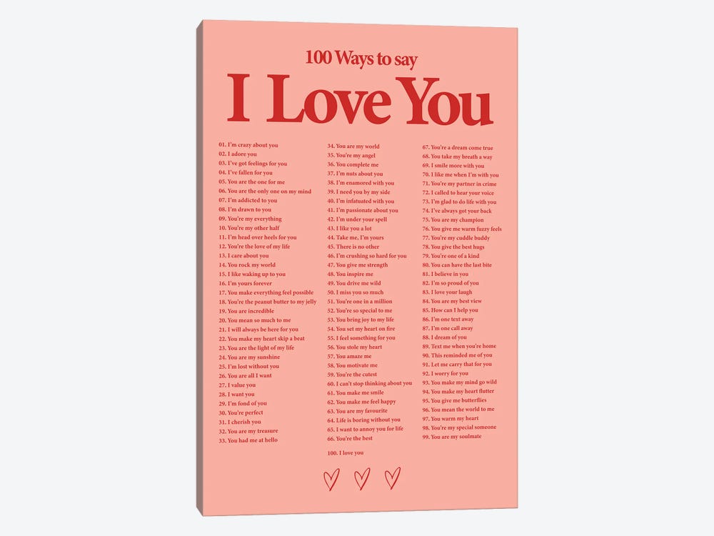 I Love You (Red) by avesix 1-piece Canvas Wall Art