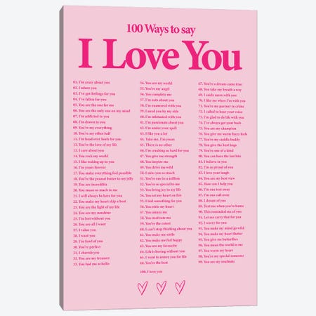 I Love You (Pink) Canvas Print #ASX609} by avesix Canvas Artwork