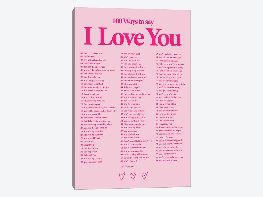 I Love You (Pink) by avesix 1-piece Canvas Art