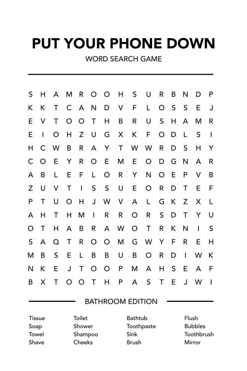 Bathroom Word Search Game