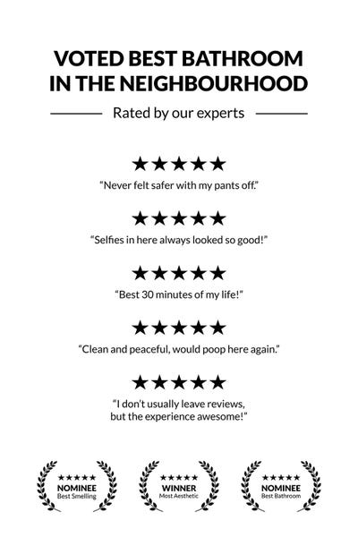 Bathroom Humor: 5 Star Bathroom Review by avesix