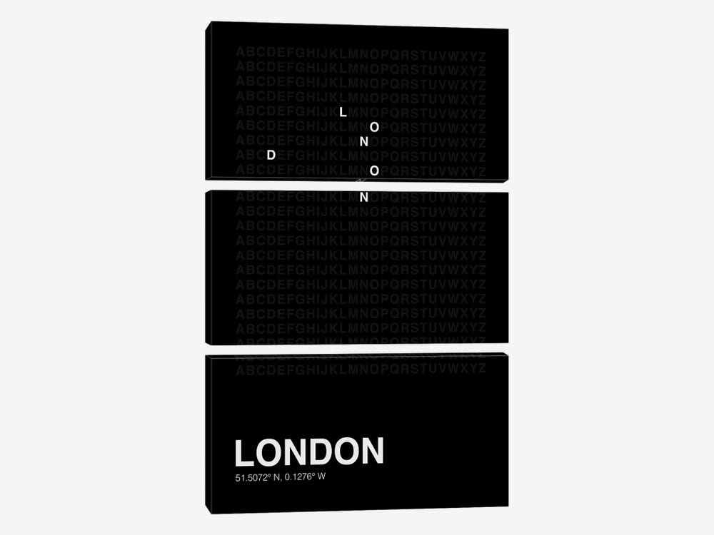 London (Black) by avesix 3-piece Canvas Print