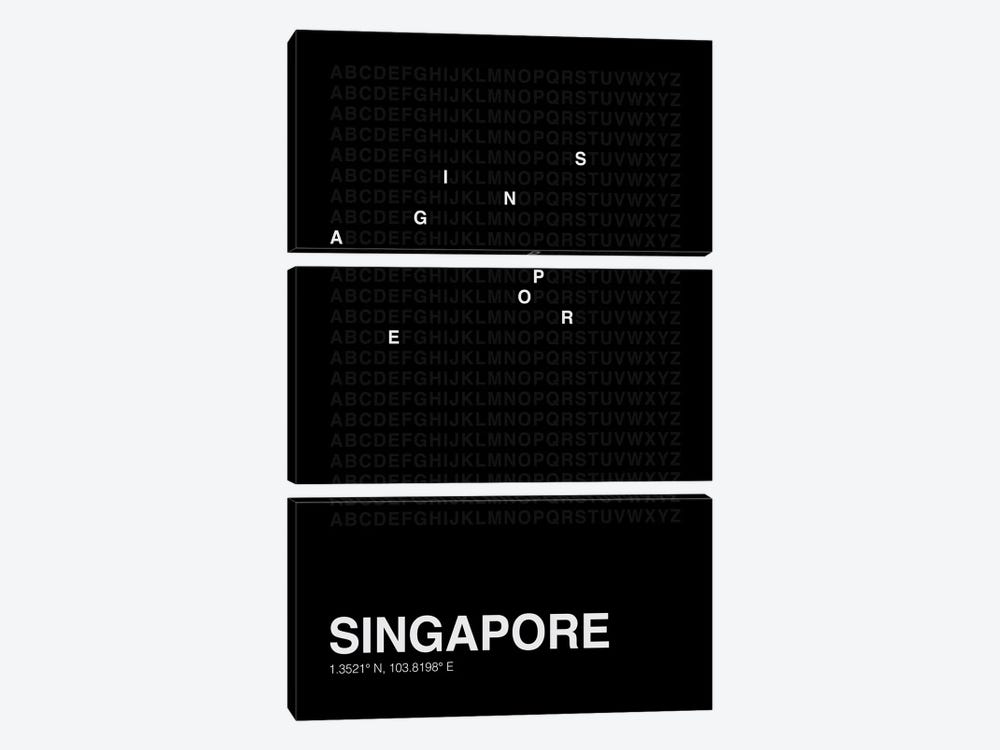 Singapore (Black) by avesix 3-piece Art Print