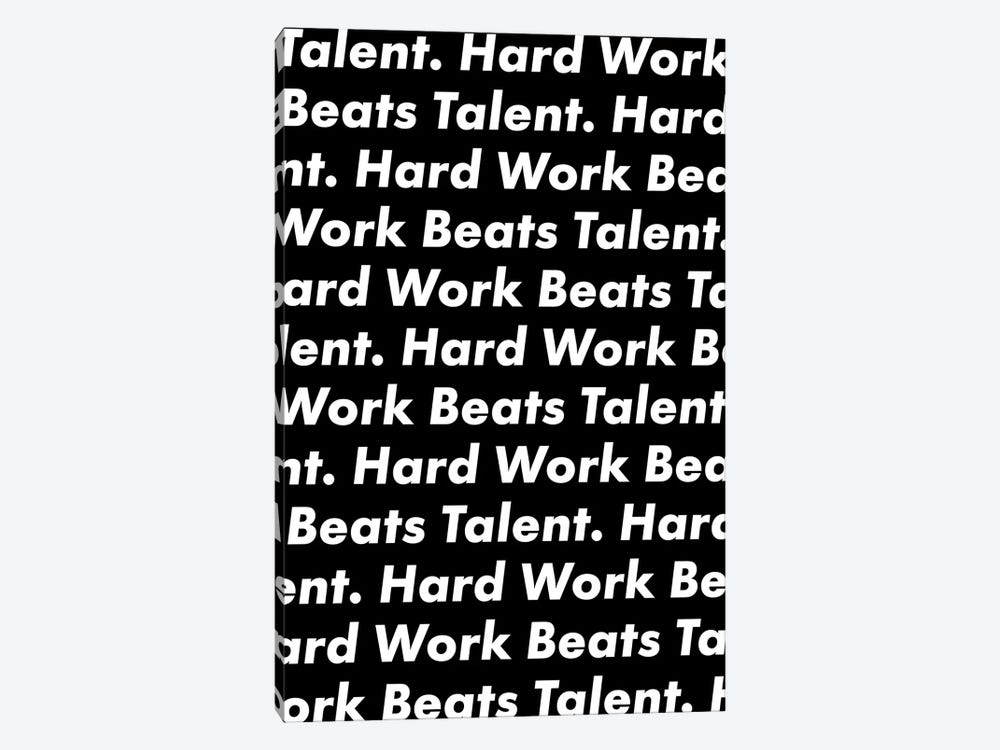 Hardwork Beats Talent (Black Edition) by avesix 1-piece Canvas Wall Art