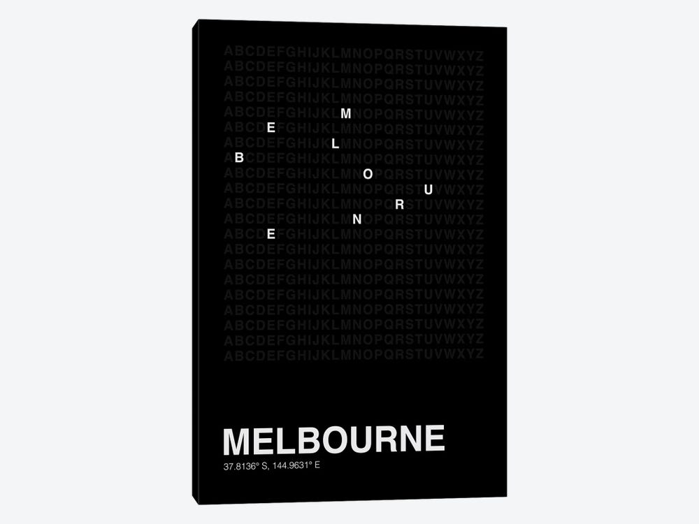 Melbourne (Black) by avesix 1-piece Canvas Art
