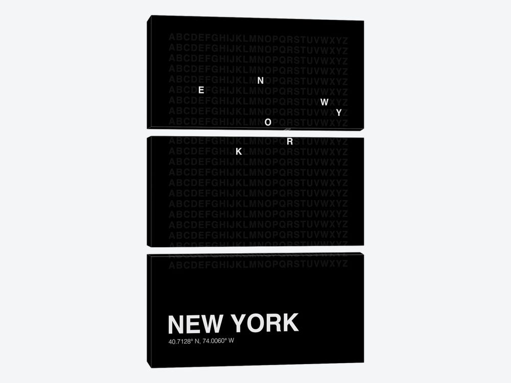 New York (Black) by avesix 3-piece Canvas Print