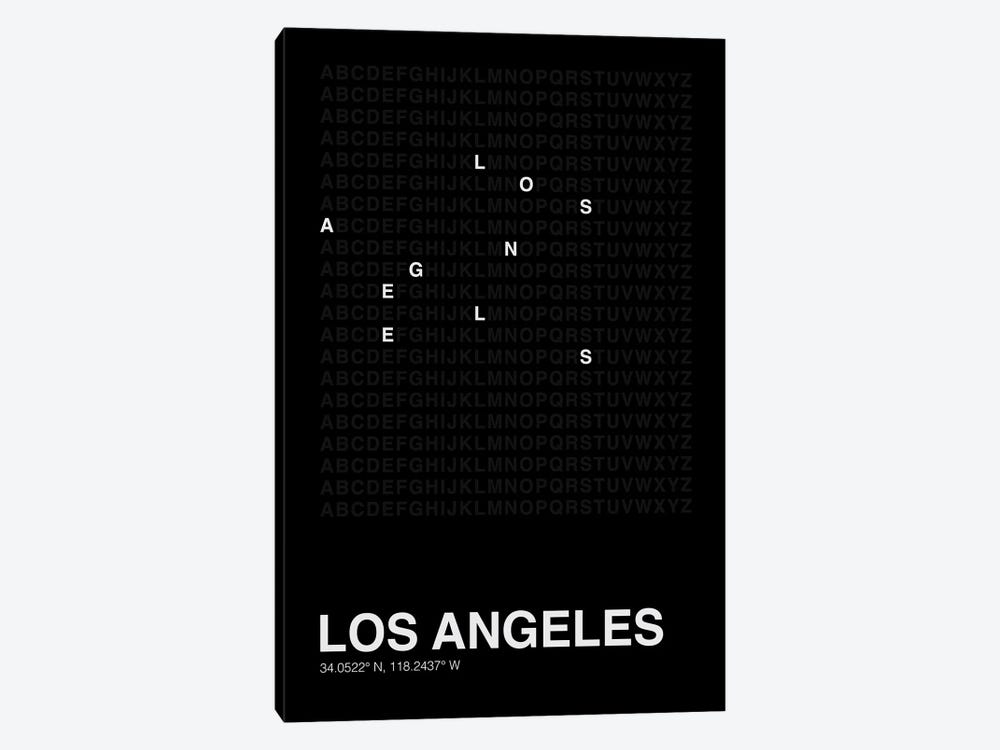 Los Angeles (Black) by avesix 1-piece Canvas Art Print