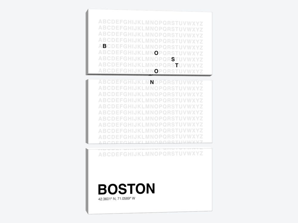 Boston (White) 3-piece Canvas Print