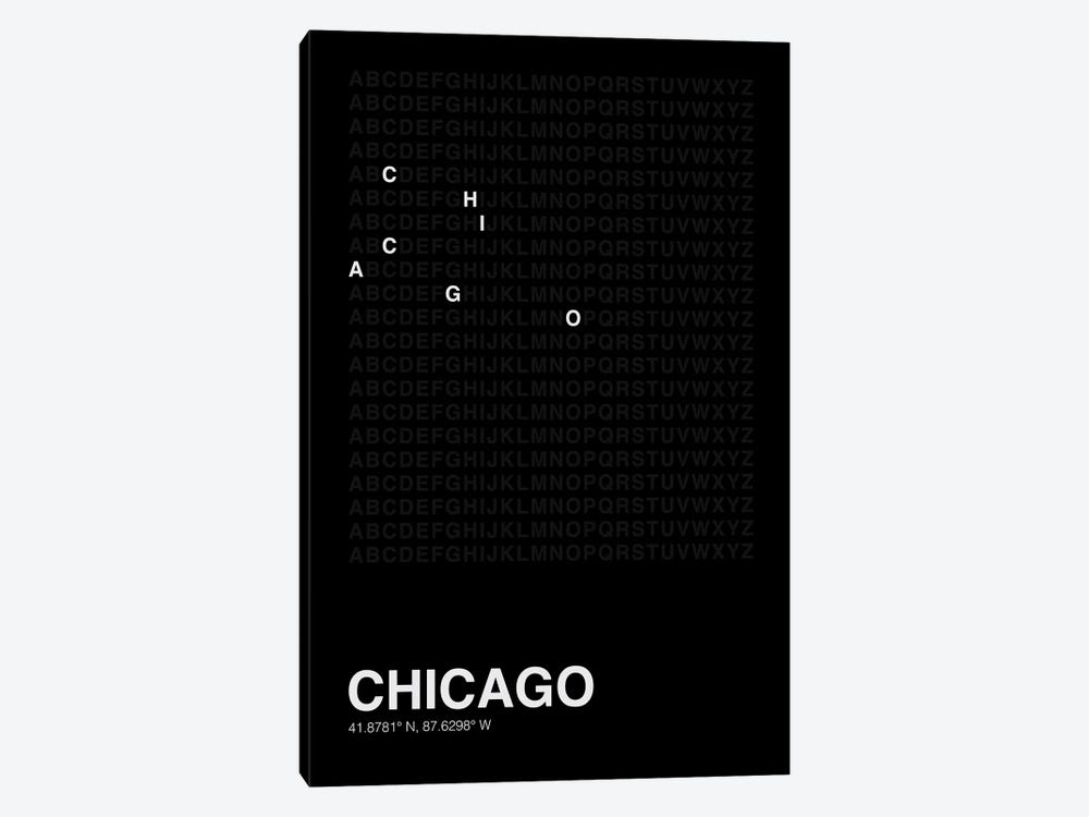Chicago (Black) by avesix 1-piece Canvas Artwork