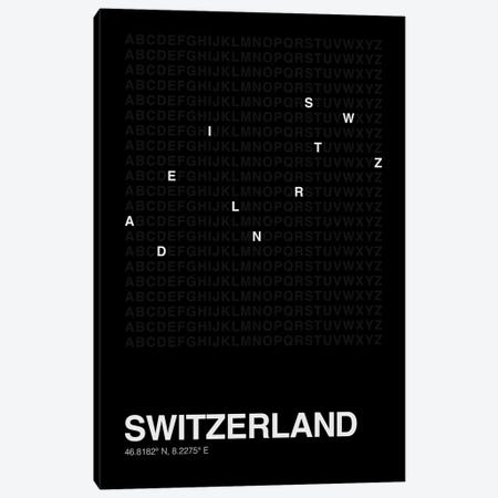 Switzerland (Black) Canvas Print #ASX658} by avesix Art Print