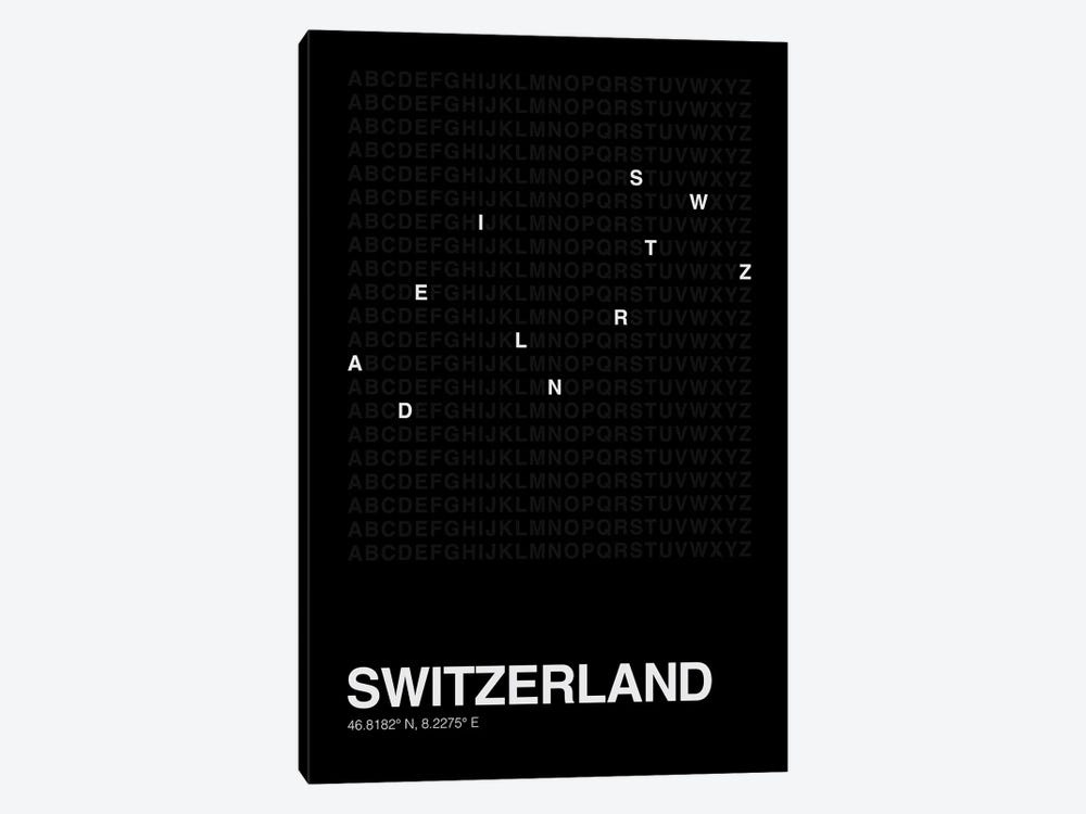 Switzerland (Black) by avesix 1-piece Canvas Wall Art