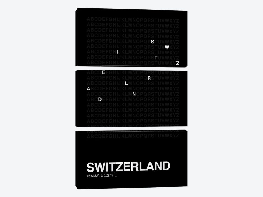 Switzerland (Black) by avesix 3-piece Canvas Artwork