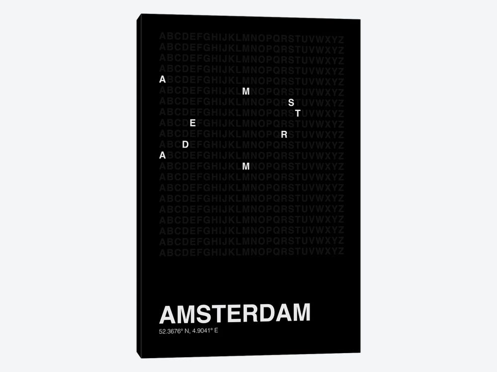 Amsterdam (Black) by avesix 1-piece Canvas Print