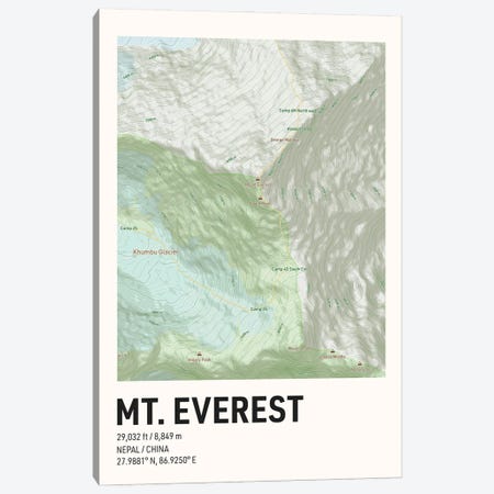 Mt Everest Topographic Map Canvas Print #ASX664} by avesix Art Print