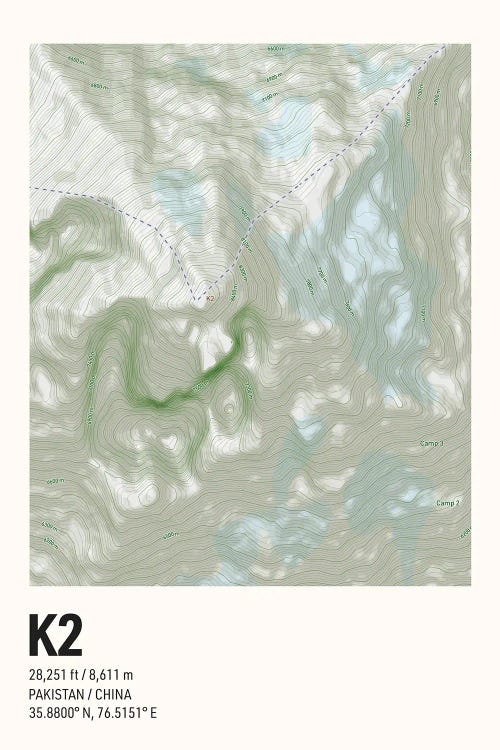 K2 Topographic Map