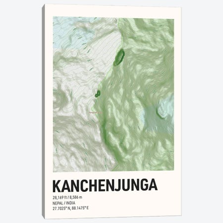 Kanchenjunga Topographic Map Canvas Print #ASX666} by avesix Canvas Art Print