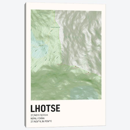 Lhotse Topographic Map Canvas Print #ASX667} by avesix Art Print