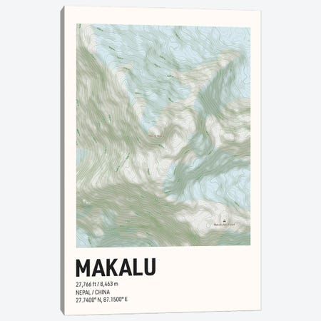 Makalu Topographic Map Canvas Print #ASX668} by avesix Canvas Artwork