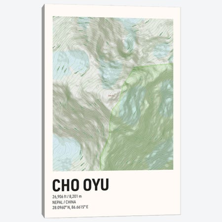 Cho Oyu Topographic Map Canvas Print #ASX669} by avesix Canvas Wall Art