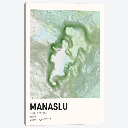Manaslu Topographic Map Canvas Print #ASX671} by avesix Canvas Print