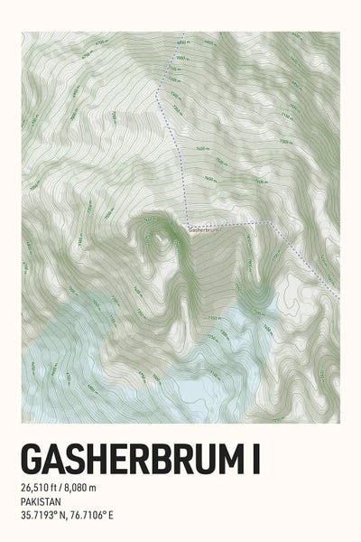 Gasherbrum l Topographic Map by avesix framed wall art