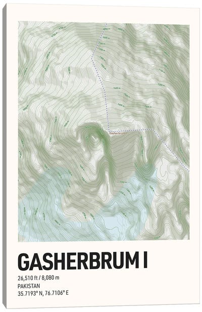 Gasherbrum l Topographic Map Canvas Art Print - avesix