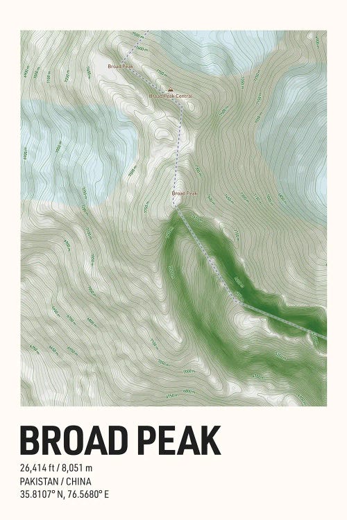 Broad Peak Topographic Map