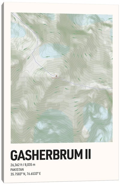 Gasherbrum II Topographic Map Canvas Art Print - avesix
