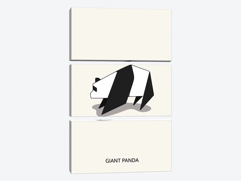 Origami Panda by avesix 3-piece Canvas Artwork