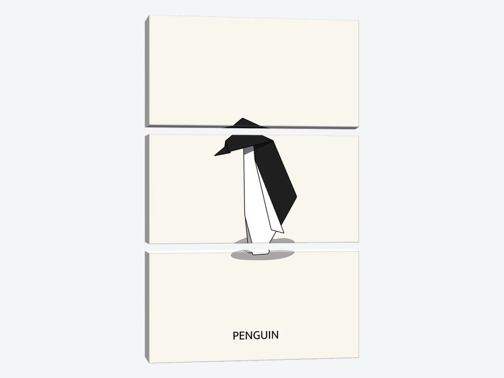 Origami Penguin by avesix 3-piece Canvas Print