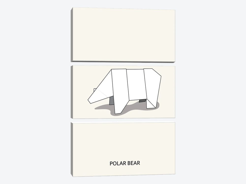 Origami Polar Bear by avesix 3-piece Canvas Art