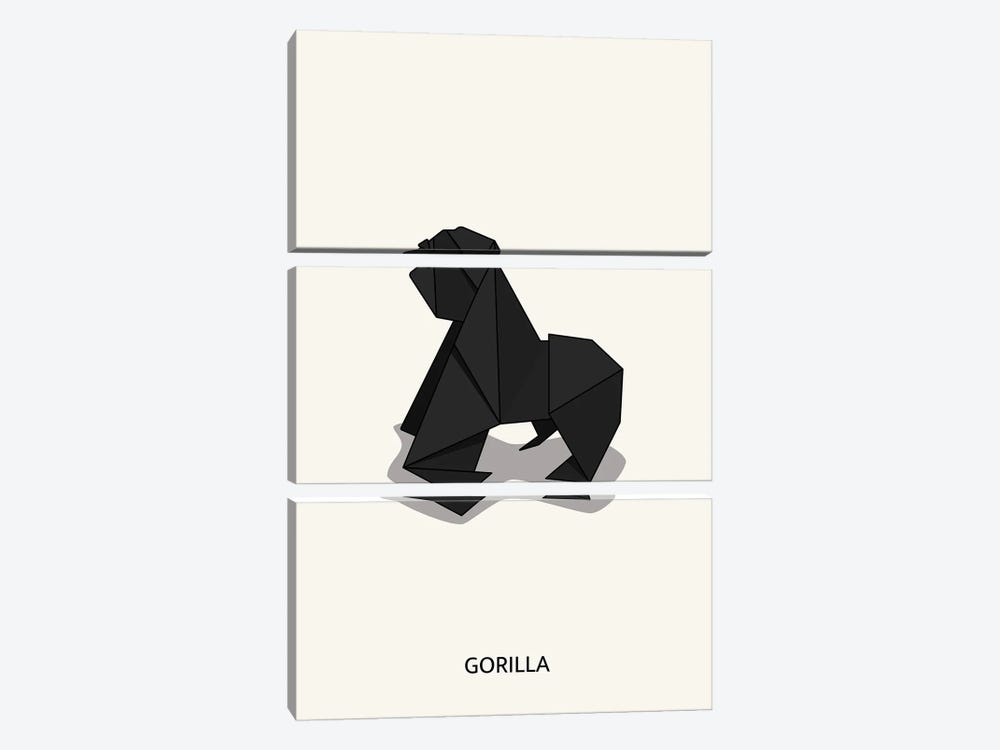 Origami Gorilla by avesix 3-piece Canvas Art