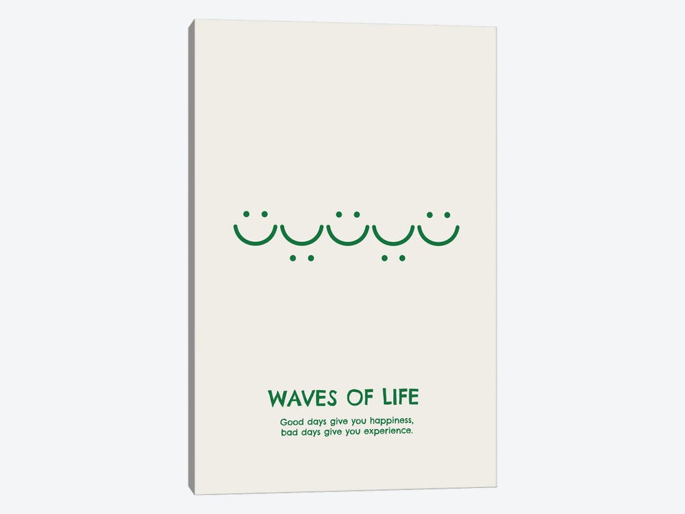 Waves Of Life (Green) by avesix 1-piece Canvas Art Print
