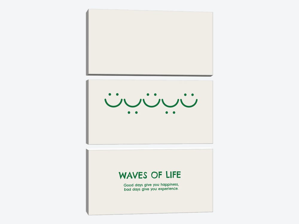 Waves Of Life (Green) by avesix 3-piece Canvas Art Print