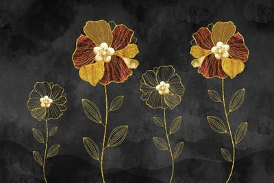 Amber Gold Flowers by Artsy Bessy multi panel art