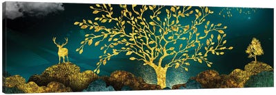 Golden Tree And Deer's Canvas Art Print