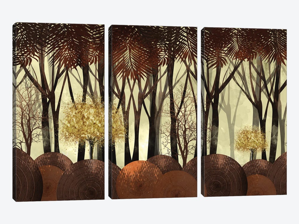 Autumn Forest Landscape by Artsy Bessy 3-piece Canvas Art