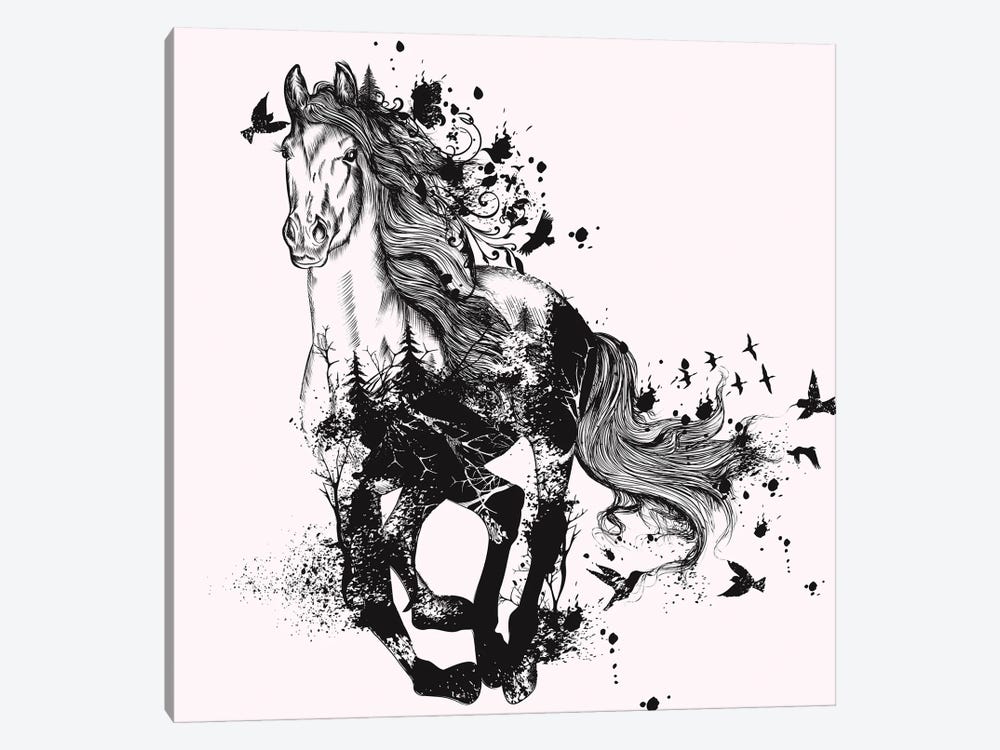 Horse Abstract Art by Artsy Bessy 1-piece Canvas Art