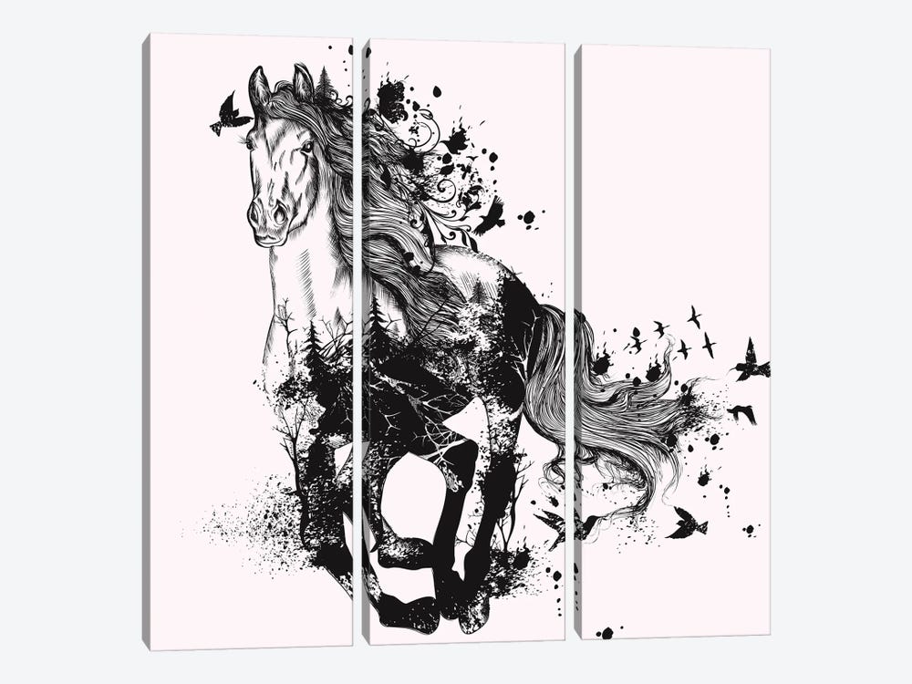 Horse Abstract Art by Artsy Bessy 3-piece Canvas Art