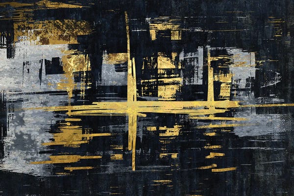 Black & White & Gold: Abstract Acrylic Painting III by Artsy Bessy